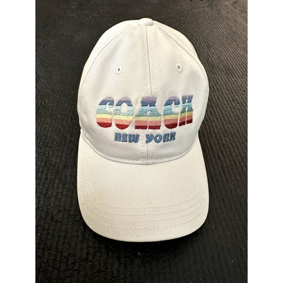 Coach Logo Rainbow Striped Women's Baseball Cap Hat - Picture 1 of 13
